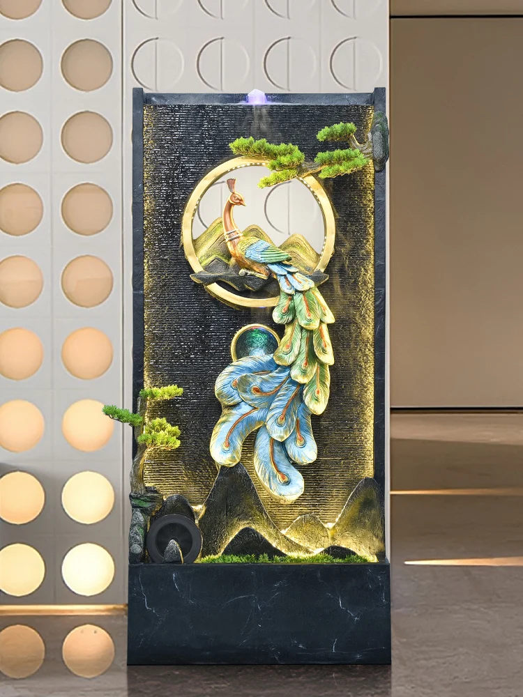 Peacock Fountain Furnishings Indoor Porch Screen Living Room Hotel Company Decoration Housewarming Opening Gift Water Fountain