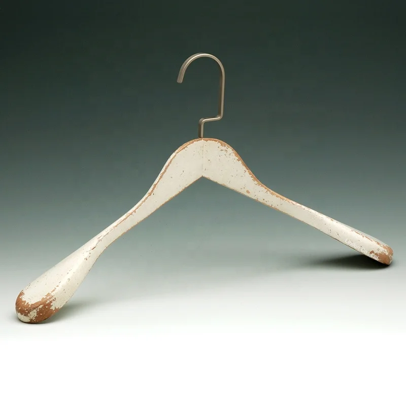 Painted Destroyed Antique White Wooden Nickel Flat Hook Hanger