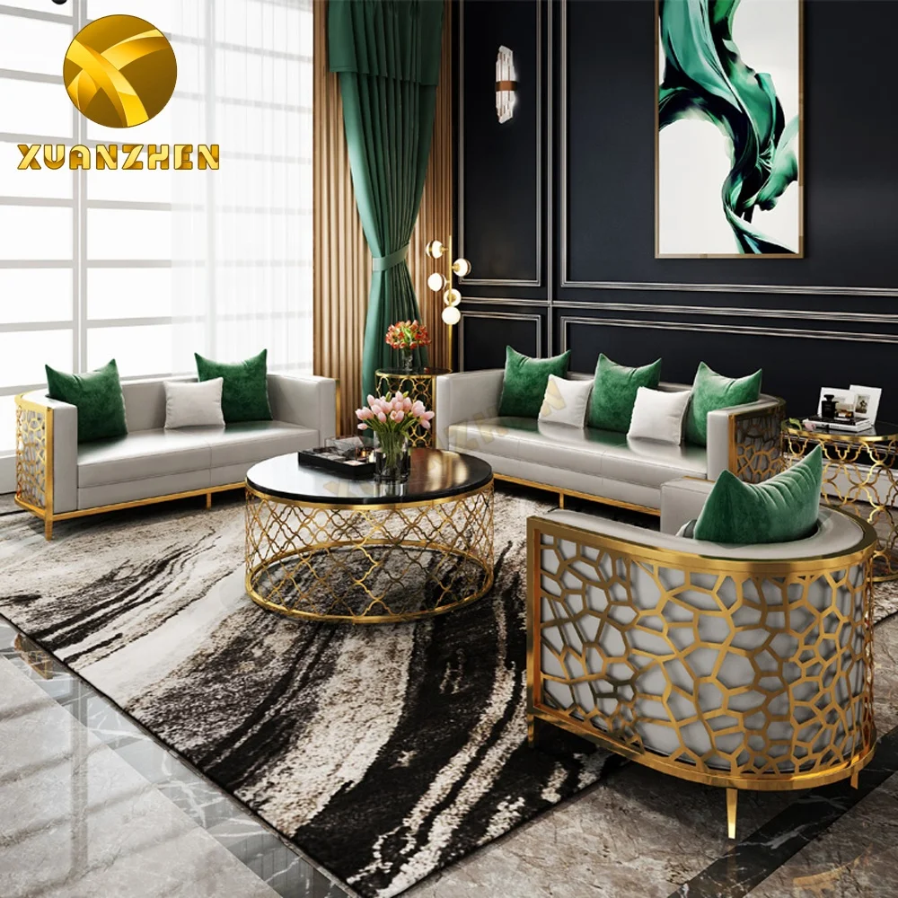 Living room furniture sets stainless steel sofa set velvet sofa chair cover living room sofas SF001