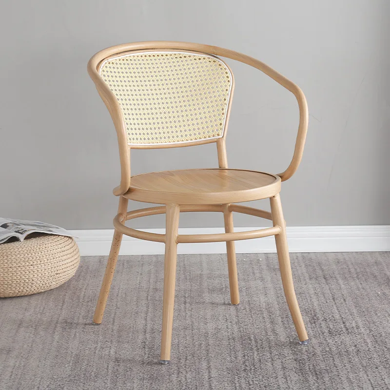 American vintage home chairs Wrought iron chairs with armrests Hotel Cafe Restaurant rattan dining chairs