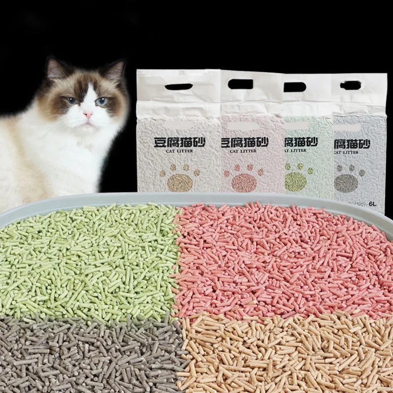 Factory Wholesale Cat Litter Tofu 6L Plant Degradable Cat Litter In Stock 5 Flavors Cat Litter