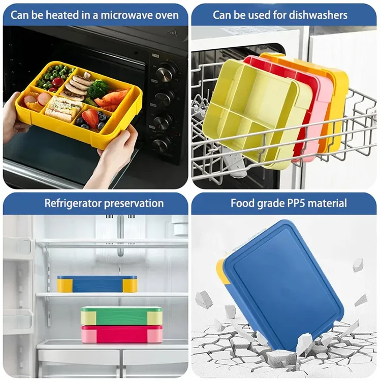 3 Compartment Division Bento Tiffin Box With Cutlery Kids Pp Lunch Box Plastic Children Kids Bpa Free Food