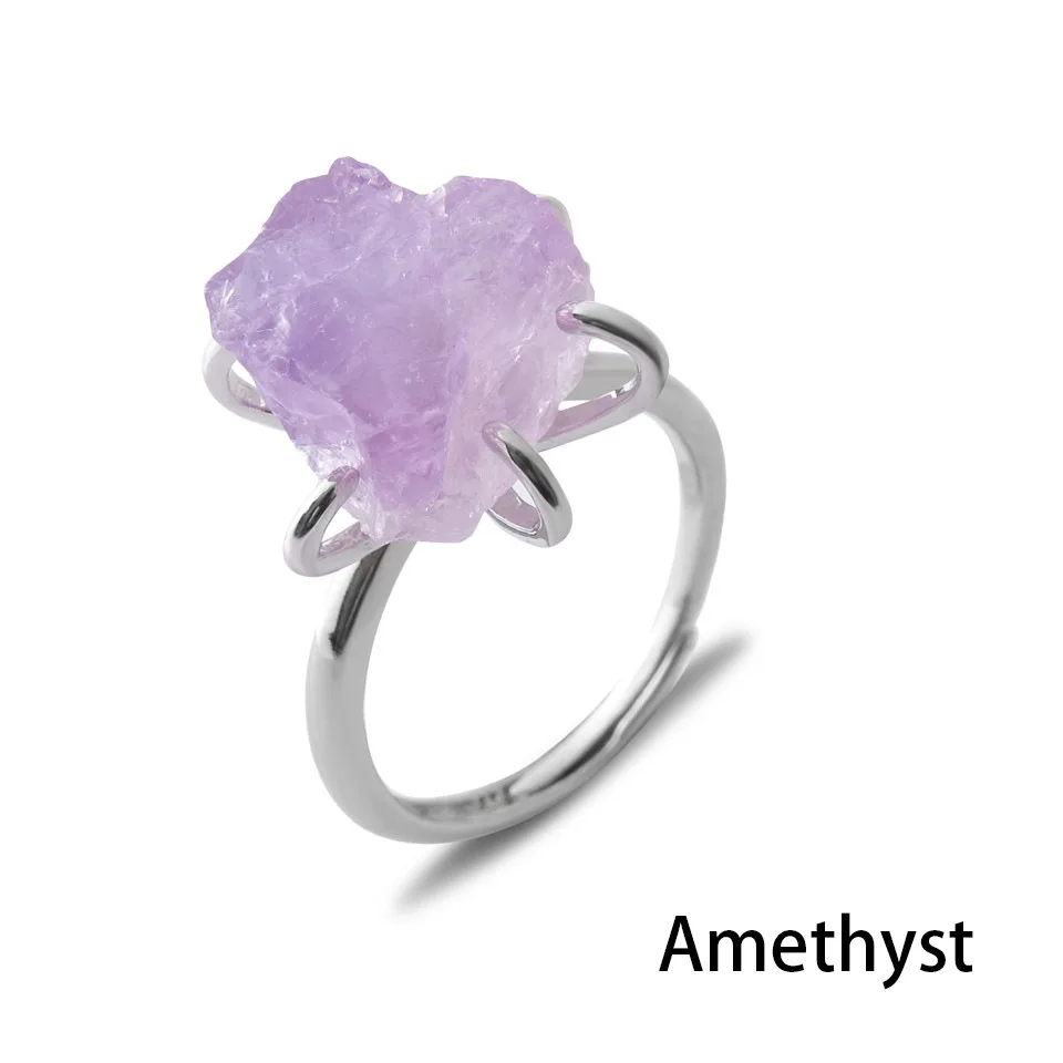 2023 Light Luxury Natural Stone Rings Brass Material High Quality Rings Rose Quartz Amethyst Rings For Women
