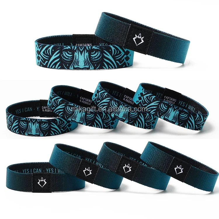 Cheap Custom Fashion Polyester Bracelet Wrist Band Woven Label Fabric NFC Rfid Elastic Wristbands