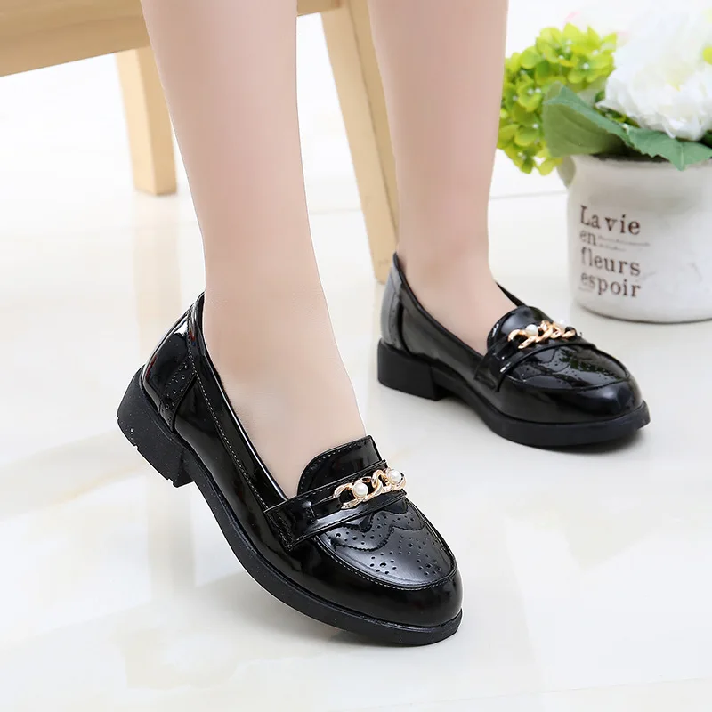 
children 4 year baby slip on red black loafer flat brogue kids dress leather school casual shoes for boys girl 