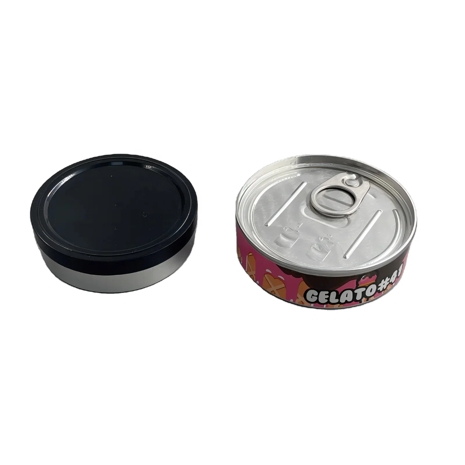 pressitin tuna 100ml 3.5g black lid Self Sealed cali dry flower pack packaging small metal tin box case custom cans with lids