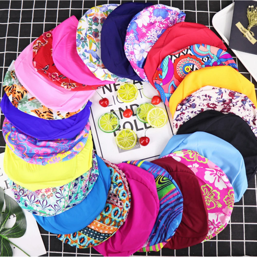 
New Hot Sale Cheap Nylon Fabric Swim Cap Spandex Ear Cover Swimming Caps 
