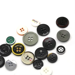 High Quality Custom Brand Logo 4 Holes 15mm 18mm Black Sewing Resin Buttons For Men Polo Shirt