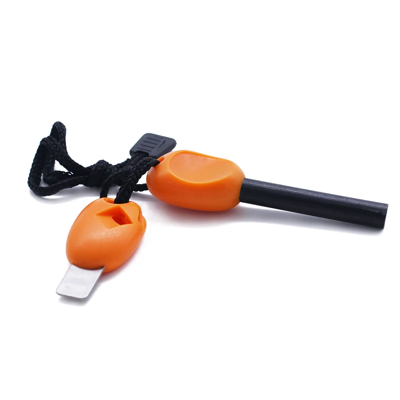 10*90mm Waterproof Military Outdoor Survival Kit Magnesium Flint Fire Starter with Whistle