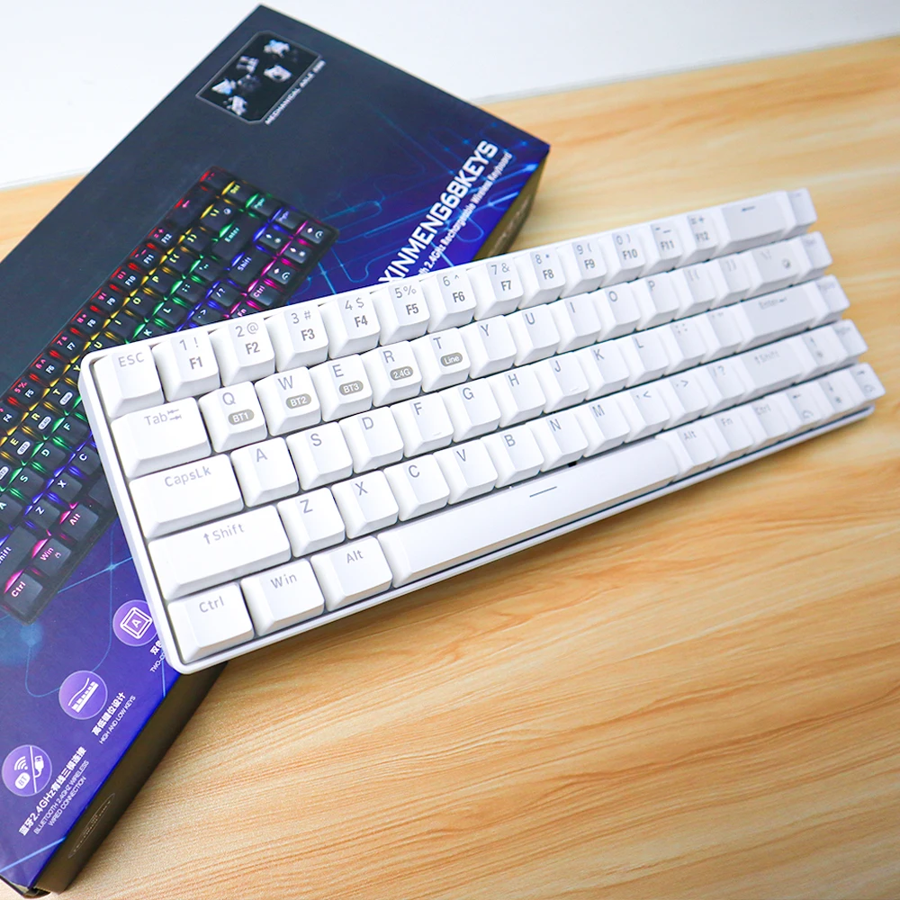  Портативная механическая клавиатура 68 клавиш RGB подсветка компьютерная игровая Беспроводная для IOS Android
