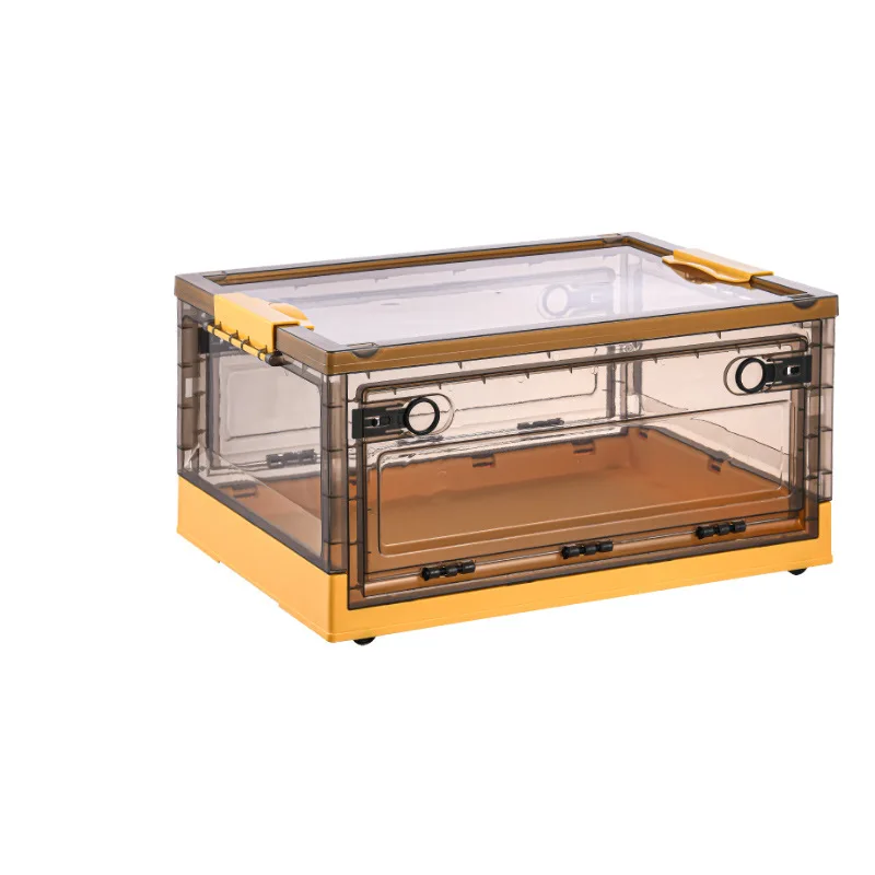 Складная прозрачная боковая открывающаяся коробка для хранения, домашняя коробка для игрушек и книг, пластиковая коробка для хранения