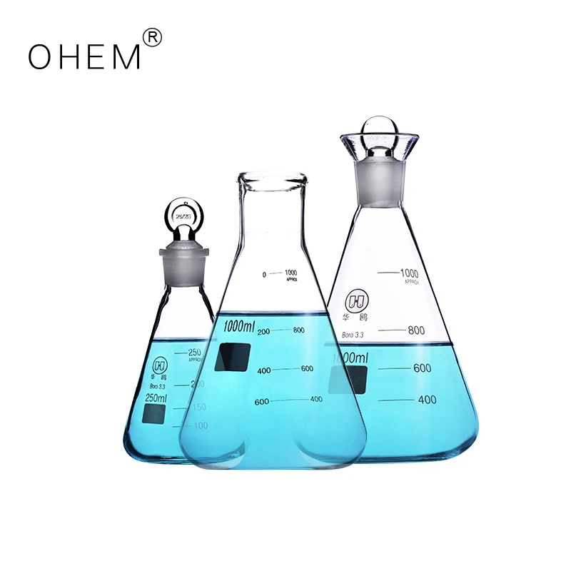 Custom Glass 2000ml Narrow Mouth Conical Flask For Chemistry Laboratory