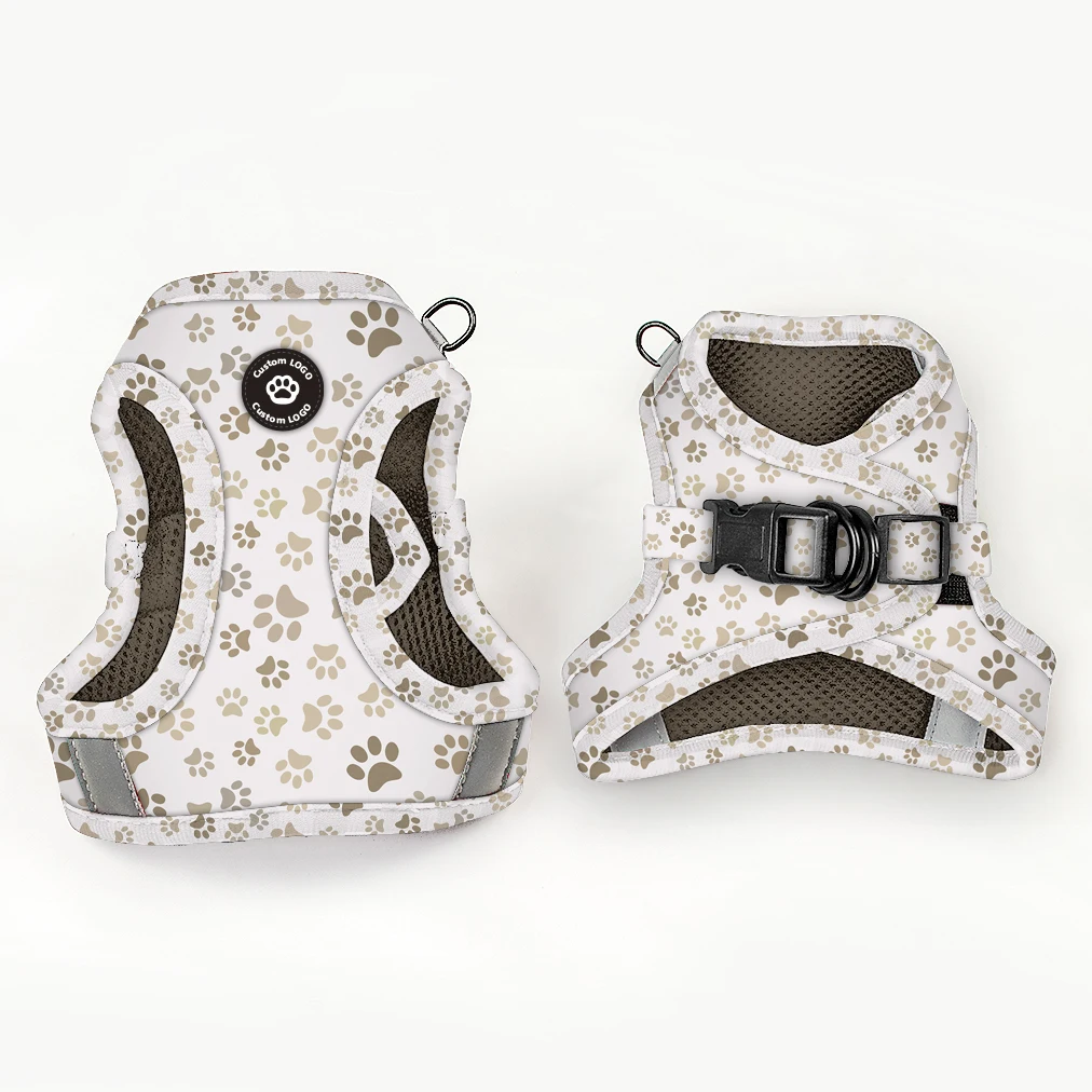 Custom Cow stripe printing dog vest harness puppy designer tactical collar soft neoprene handle leash low price manufacture