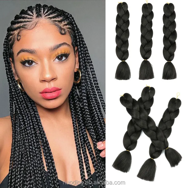 Synthetic Braiding Hair Black Jumbo Braid 24 Inches 100g Perruque Natte pelo sintetico trenzas