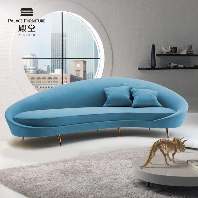 Luxury Modern Hotel lobby sectional sofa set round couch Office furniture 7 seats optional white pink blue sofas