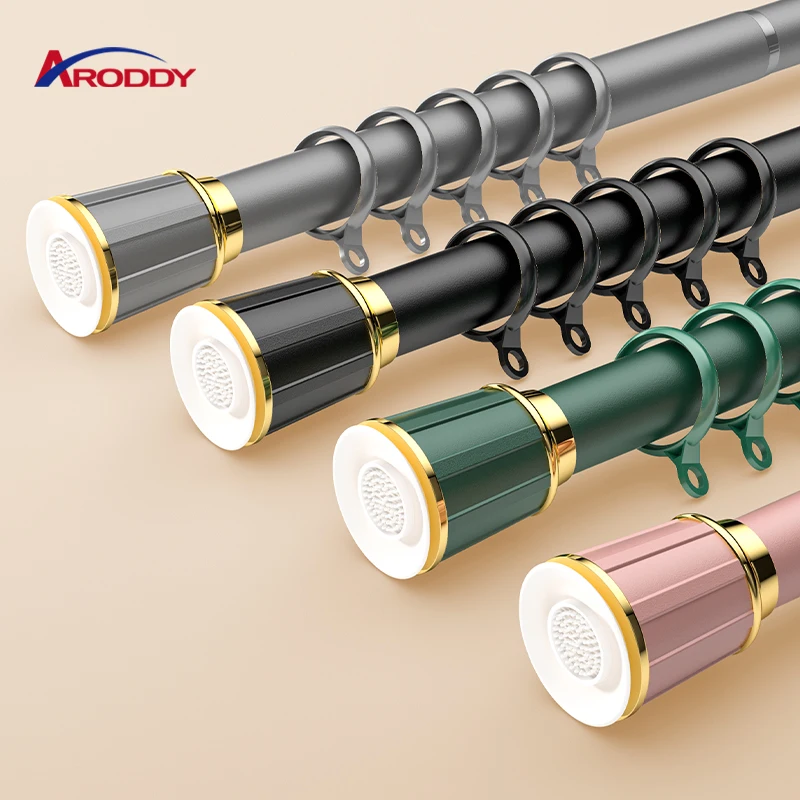 No Punch Curtain Rod Set No Drilling Curtain Pole Metal Custom Window Spring Tension Extendable Curtain Rod