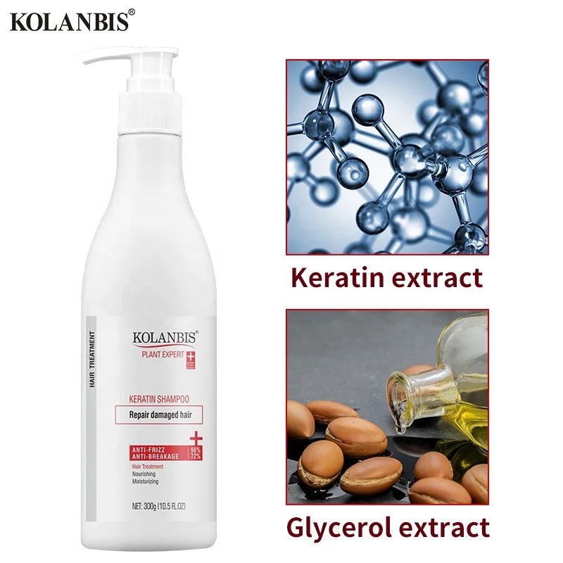 KOLANBIS New Arrival Natural Keratin Omega Three Fatty Acids Building Shampoo Custom White Bottle