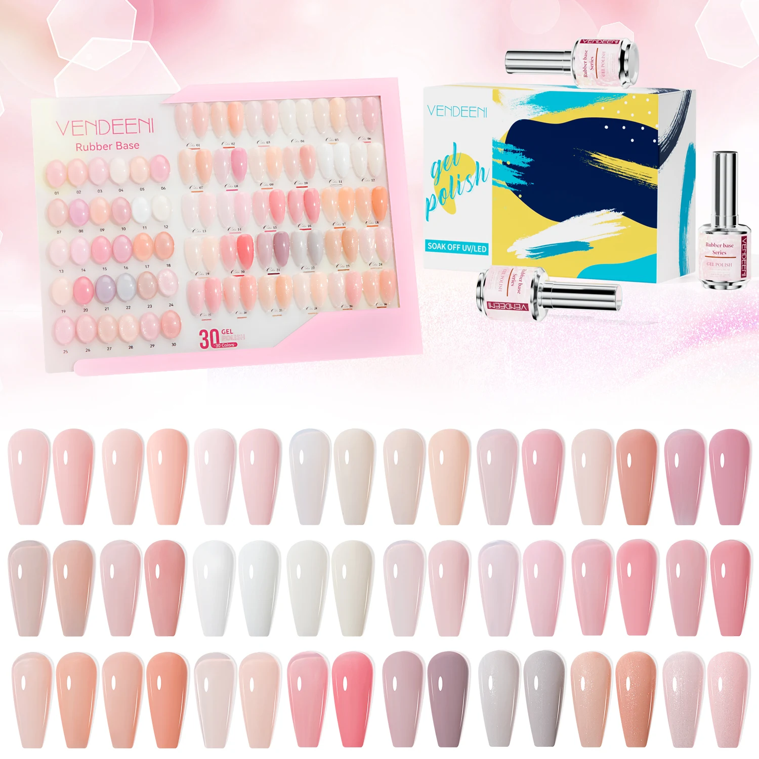 Hot sale 30 colors gel nail polish set OEM 15 ml rubber base gel nail polish wholesale uv gel professional nail