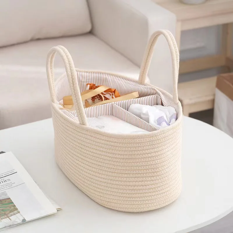 Wholesale Toy Storage Woven Cotton Rope Basket  Nursery Diaper Basket Storage Bin for Nursery Essentials
