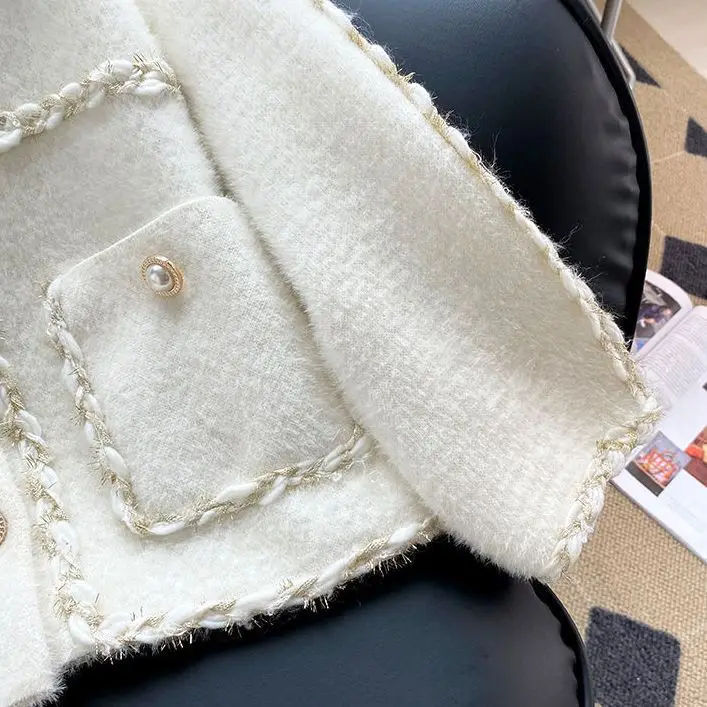 2023 Autumn Winter Elegant Thick Ensemble Femme 2 Pieces Vintage Sweet Suits Knitted Two Piece Sets Womens Outifits