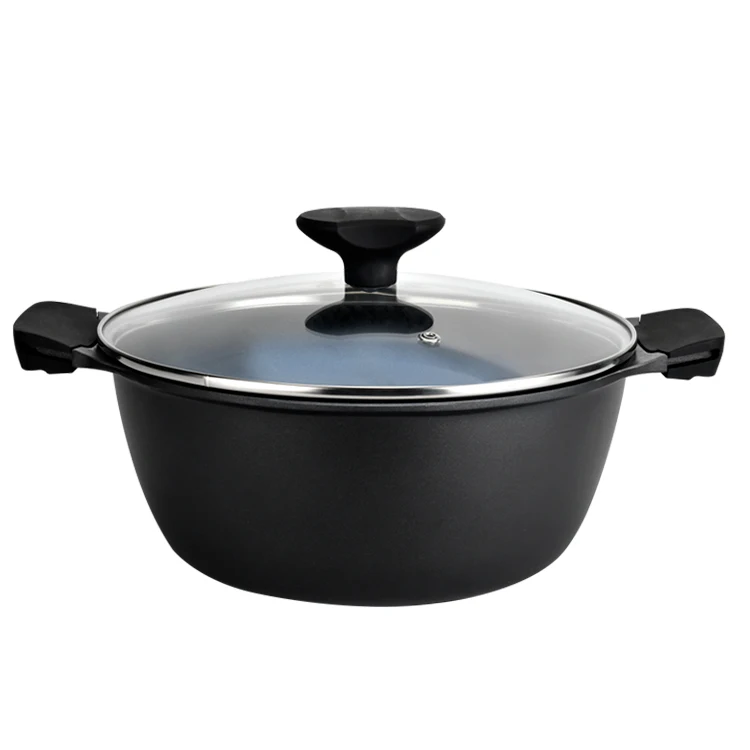 Wholesale 28cm Nonstick Cookware Set Die Cast Aluminum Cooking Pots And Pans Non-stick Casserole Sauce Pan With Glass Lid