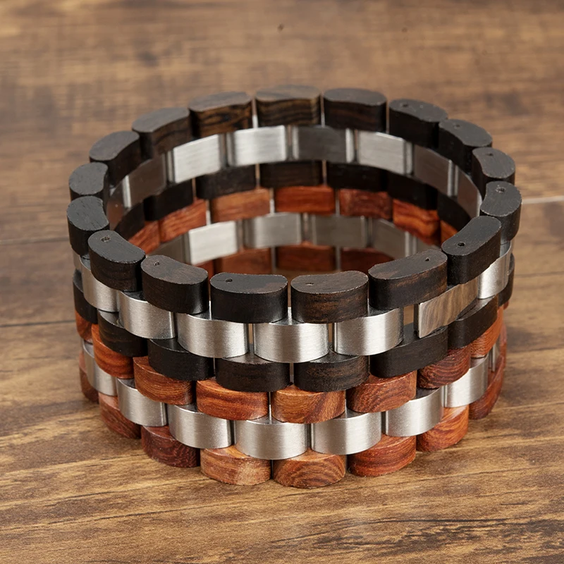 2020 BOBO BIRD Factory Stainless Steel Natural Wooden Bracelet Men Handcrafted Bracelets with Best Price