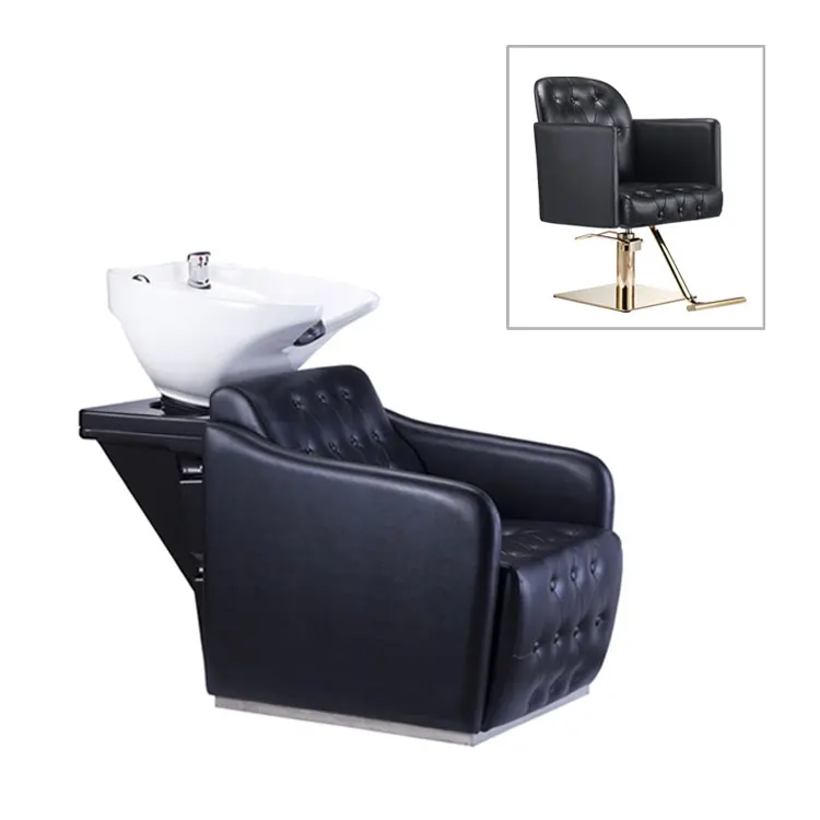Top Quality Barber Salon Shampoo Chair Color Black Glass Steel With Base