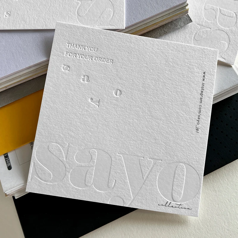 400gsm Cotton Card Paper Handmade Greeting Card Embossed Logo Custom For Wedding