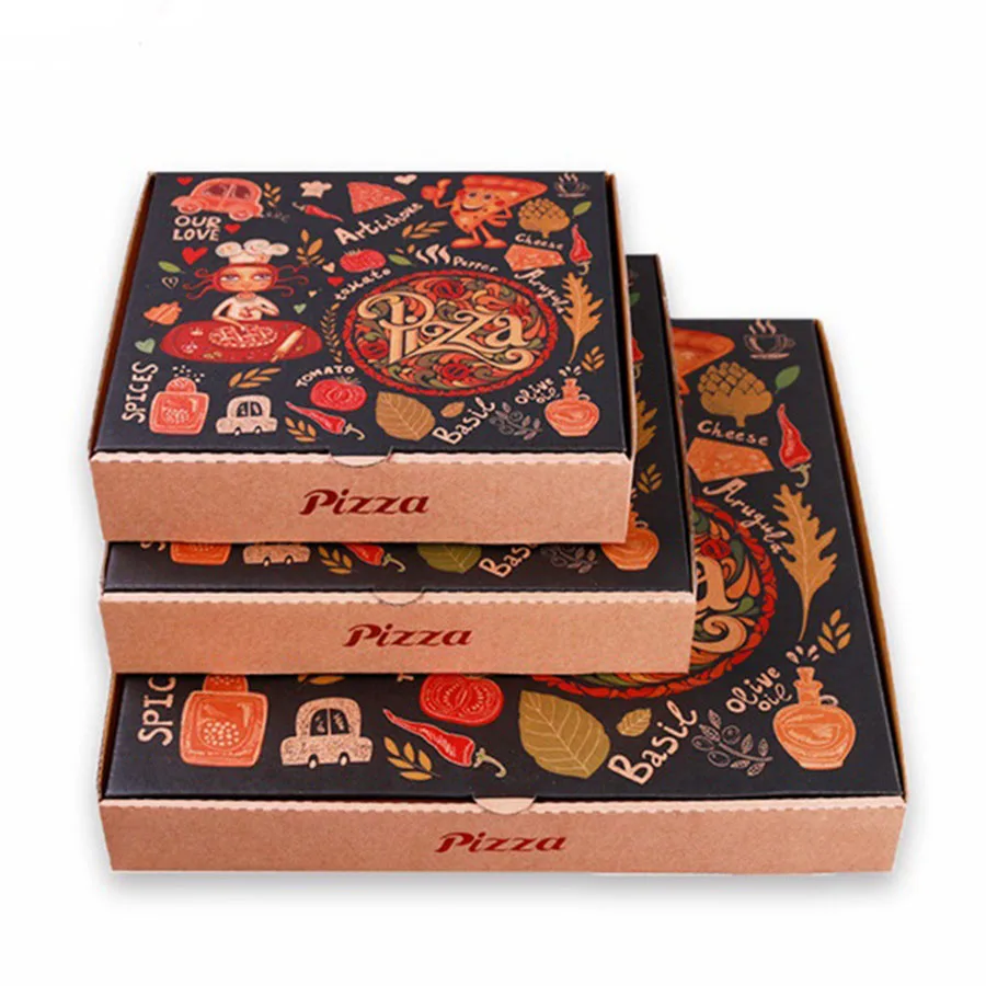 High Quality custom Logo Paper pizza box custom printed Corrugated Pizza Box with colorful printing china factory