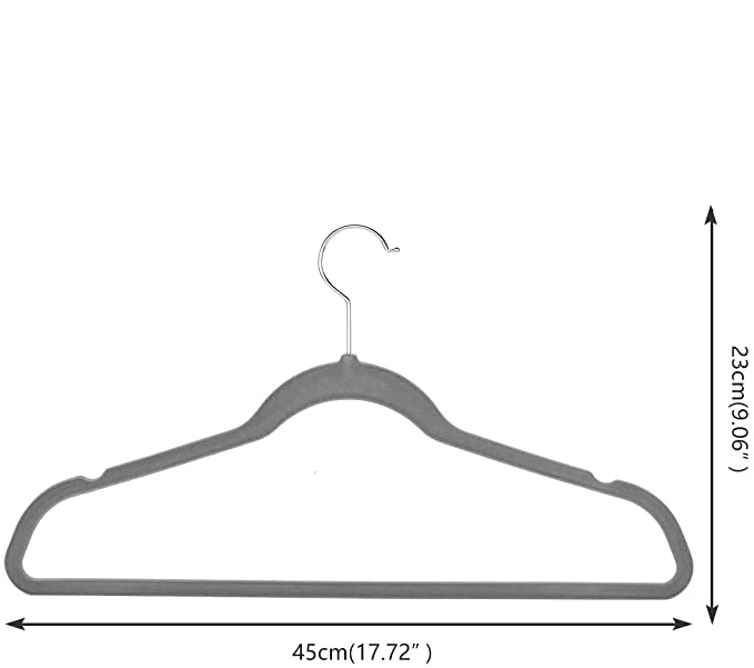 Small MOQ Space Saving Velvet Hanger 360 Degree Chrome Hook Ultra Thin Non Slip