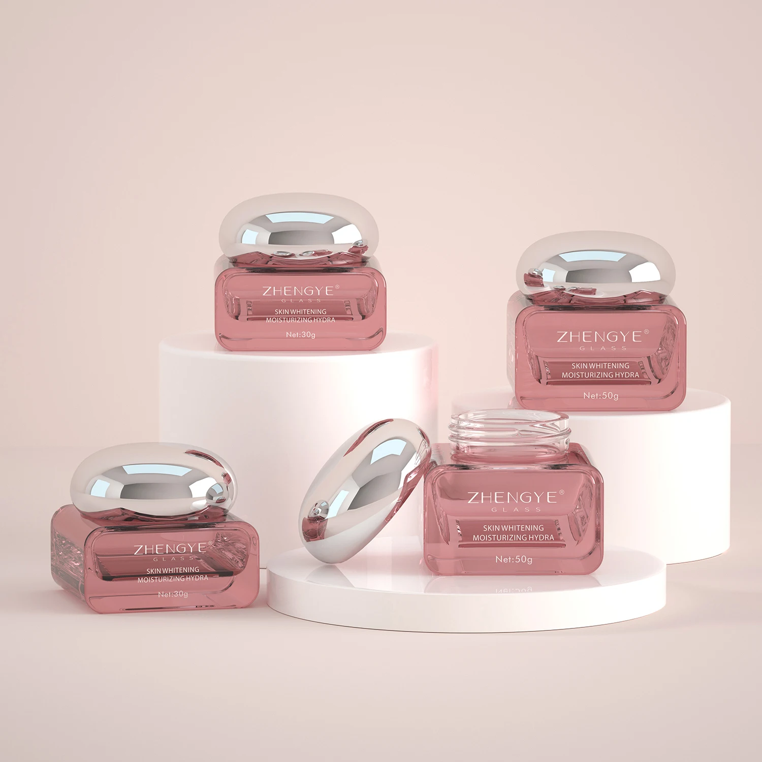 30g 50g Cosmetic Luxury Square Shape Cosmetic Packaging Container Empty Glass Cream Jars for Cosmetic