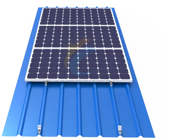 Solar panel mount trapezoidal corrugated metal roof solar mounting rib bracket clamp with solar U rail/end clamp/mid clamps