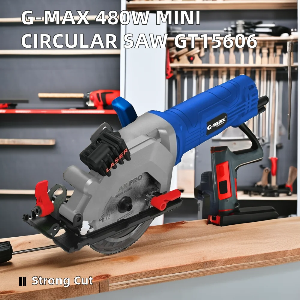 HERZO 480W Electric Mini Circular Saw GT15606 Portable Industrial & DIY Grade with GS Certificate for Wood Cutting