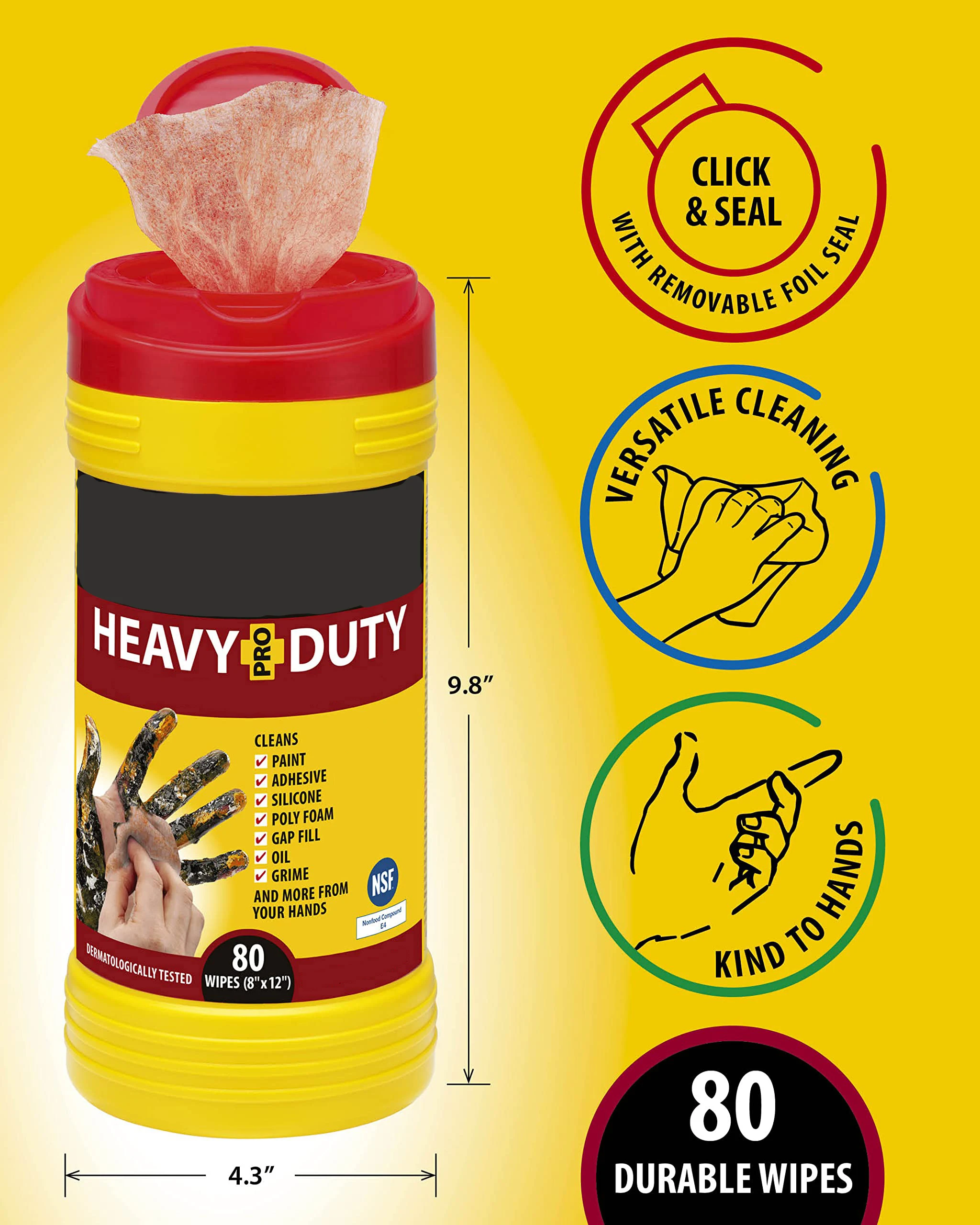 80 Count Textured Scrubbing Industrial Heavy Duty Cleaning Wipes For Removing Of Paint, Adhesive and Poly Foam