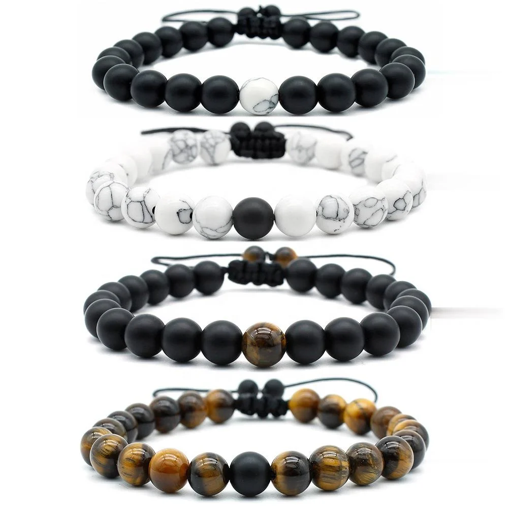 2023 Factory Promotion 8MM Tiger Eye Natural Stone Beaded Adjustable Lucky Beads Bracelets For Men Women