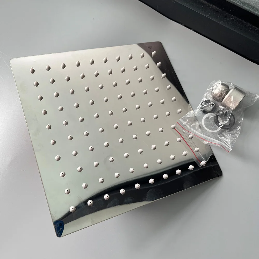 High Pressure Stainless Steel Rainfall Shower Head Ultra Slim Square High Pressure Shower Head
