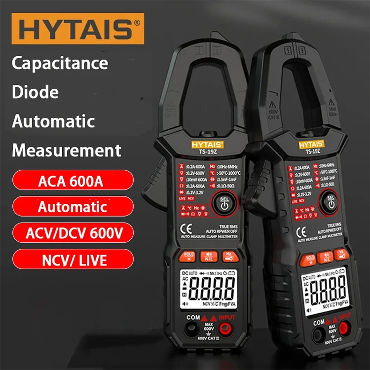 HYTAIS TS19Z AC DC Clamp meter 600 amp Current tester Auto Digital Clamp Multimeter