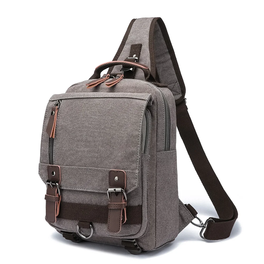 Fashion portable single strap rucksack outdoor messenger shoulder bag  Custom logo canvas Men Crossbody sling Bag