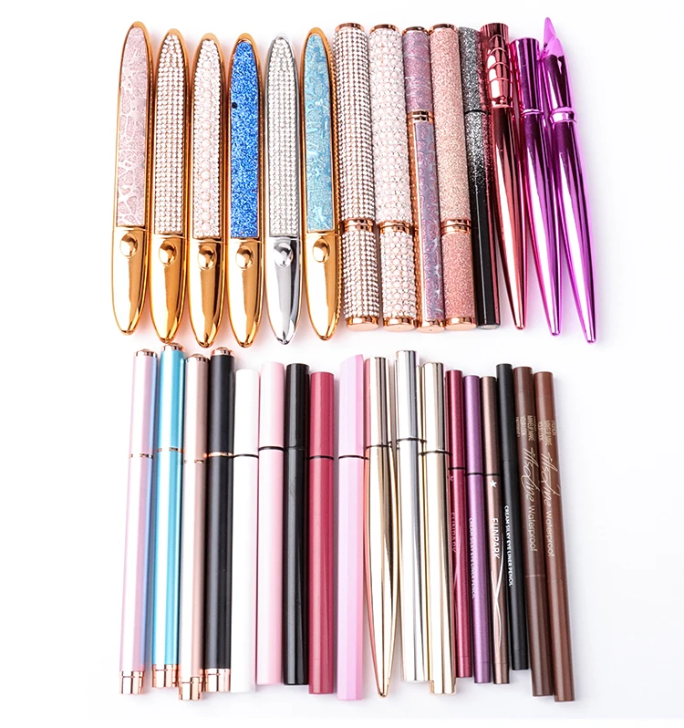 New Design 2 In 1 Private Label Custom Logo Colored Waterproof Glitter Liquid Black Lashglue Glue Pen Eyeliner For Makeup