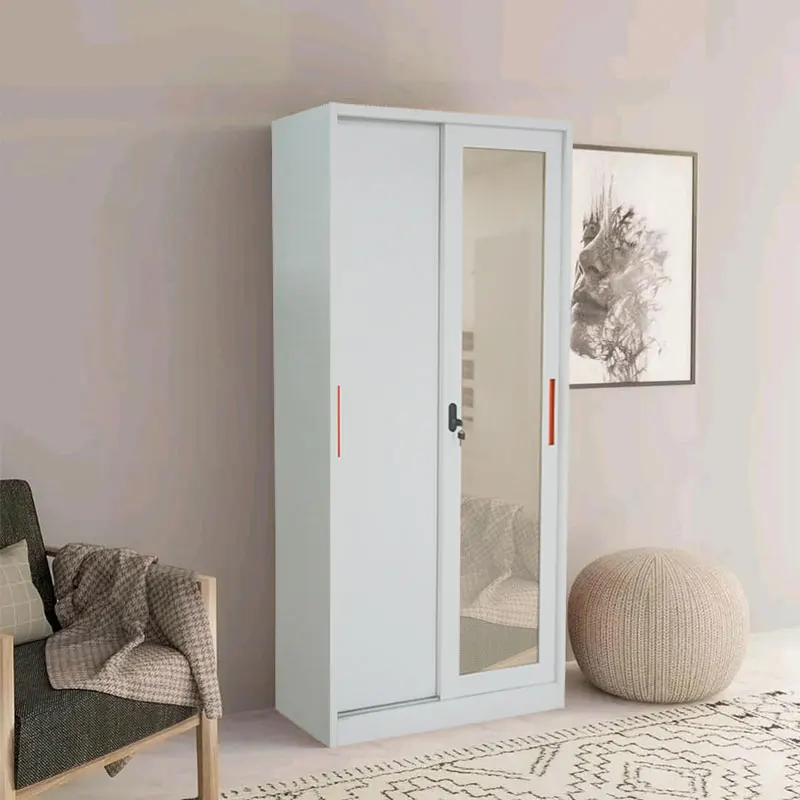 Metal wholesale printed closet iron detachable storage clothes cabinet bedroom 2 door metal almirah modern design wardrobe