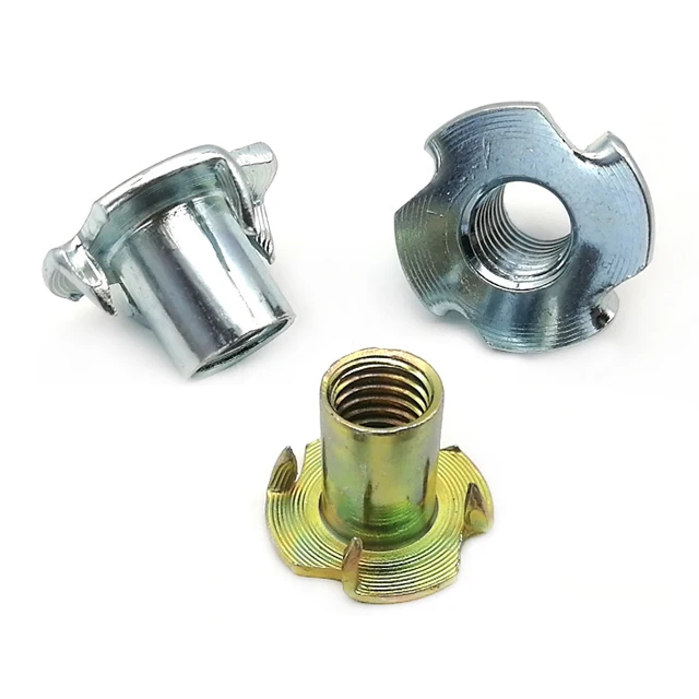 Carbon Steel Blue Zinc Plated T Nuts Four Claw Prong Tee Nut din1624 4-Prong Tee Nuts