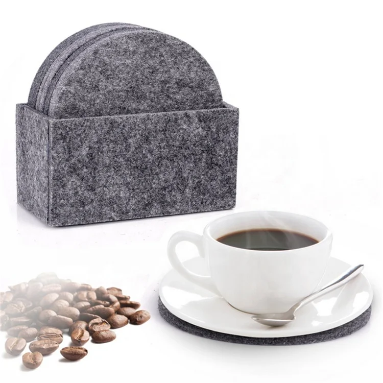 Wholesale cheap grey color felt round cup coaster