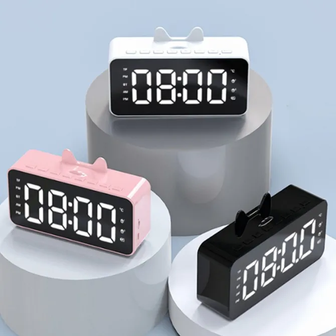 
 FM-радио беспроводной динамик с будильником TF карта портативный громкоговоритель мини смарт-динамик  