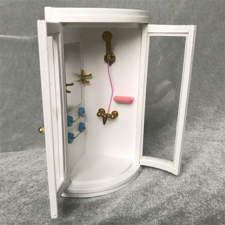 Doll-house Miniature 1 12 Scale White Bathroom Shower Room Furniture Simulation