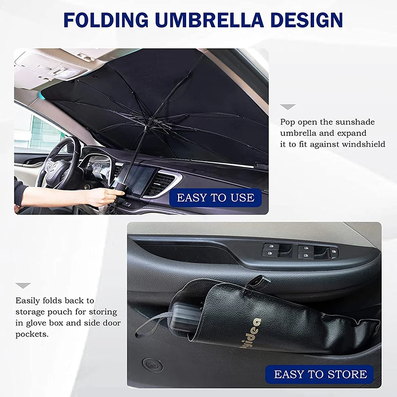 Moyidea Windshield Sun Shade Foldable Umbrella Reflective Sunshade for Car Front Window Blocks UV Rays Heat Keep Vehicle Cool