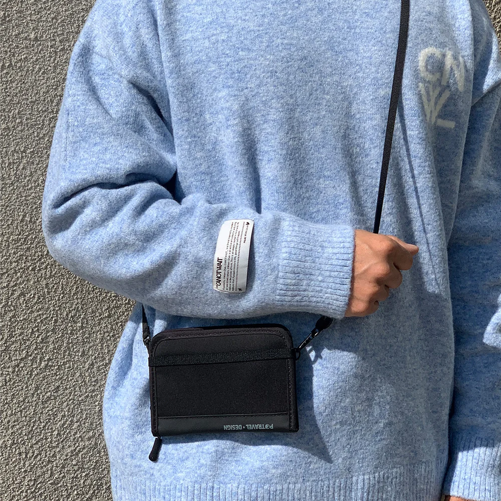 RFID Blocking Crossbody Wallet Bag with Lanyard Keychain Credit Card Holder Passport Holder REID Travel Wallet Passport Holder