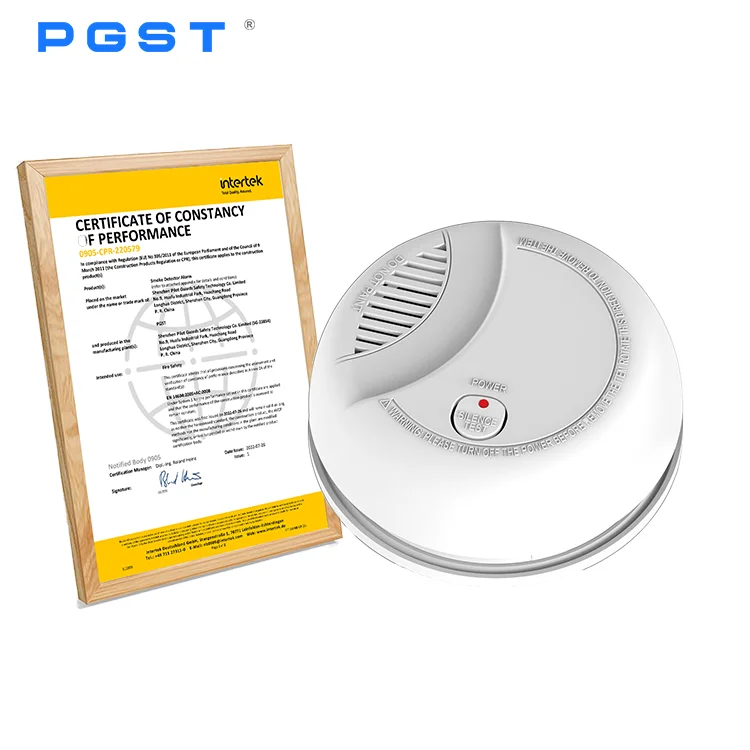 PGST 437EN Wired Smoke Alarms All Around Monitoring Strobe Sound Alarm Smoke Sensor EN14604 Certified Fire Smoke Detector Alarm
