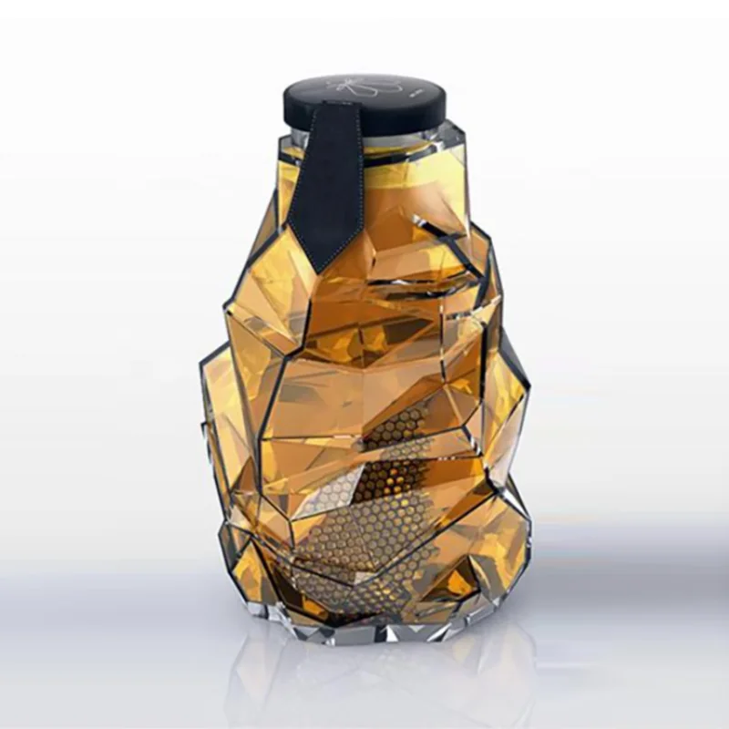 Honey Jar Glass Designed 360ml 500ml Honey Jar Glass with Lid Creative Unique Honey Jars Glass Food Container