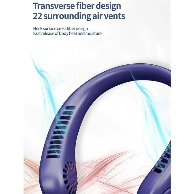 Portable Neck Hands Free, Bladeless Fan Battery Personal  Leafless Rechargeable Headphone Design USB Powered Fan/