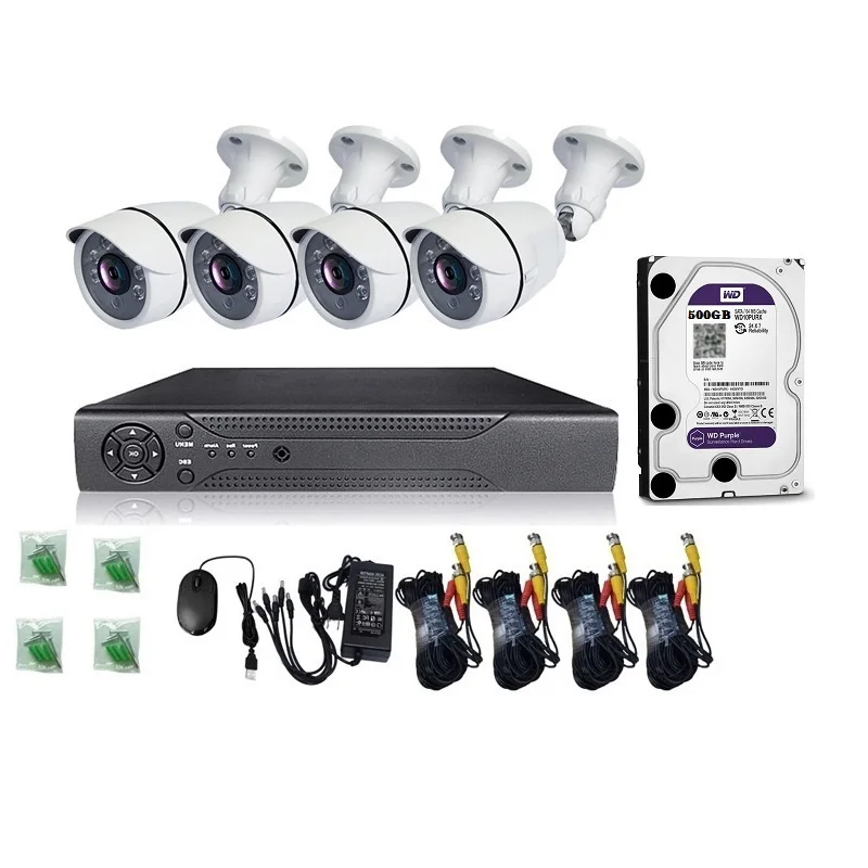 CCTV 4 Camera System contains 500GB hard drive Kit metal case waterproof HD 4K CCTV camera and Dvr kit